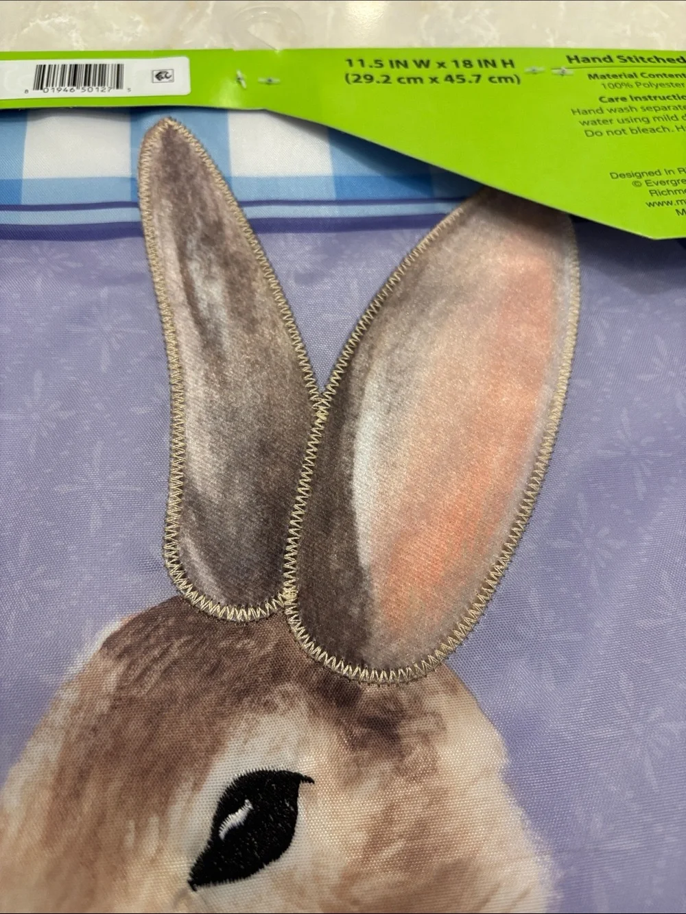 Bunny Embroidered Yard Flag - Blue